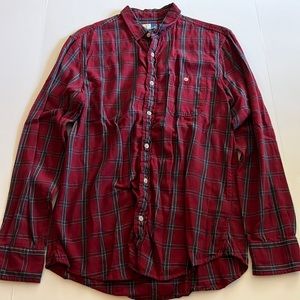 14th & Union Red and Blue Plaid Striped Button Down Long Sleeve Size M